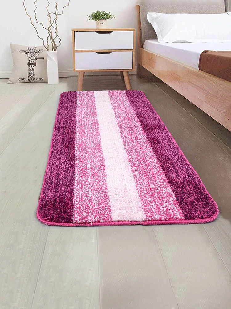 Saral Home Microfiber Striped Rectangle Anti-Skid Runner | Soft & Super Absorbent, Washable Multipurpose Bedside Runner for Home/Kitchen/Lobby/Office Entrance, 50X100 CM | Pack of 1